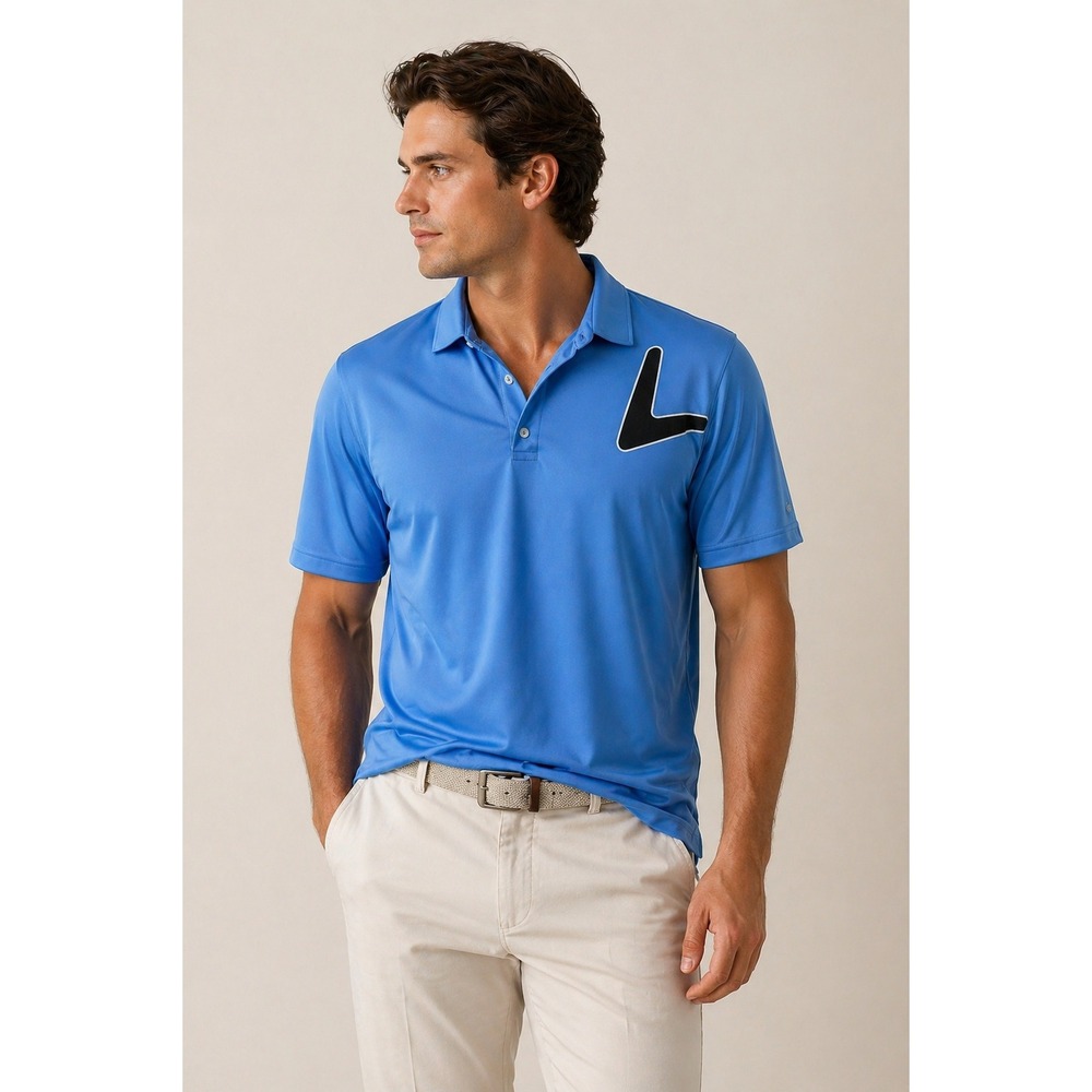 Callaway Polo Shirt Men's Large Blue Shoulder Logo Golf Performance Opti-Dri